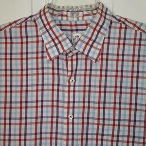 Peter Millar Mens L/S Red Blue White Cotton Button Down Dress Shirt - 17/35 XL